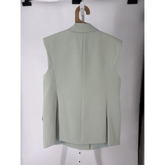 Veronica Beard Mint Green Double-Breasted Vest – Sleeveless Blazer Jacket - Picture 2 of 6